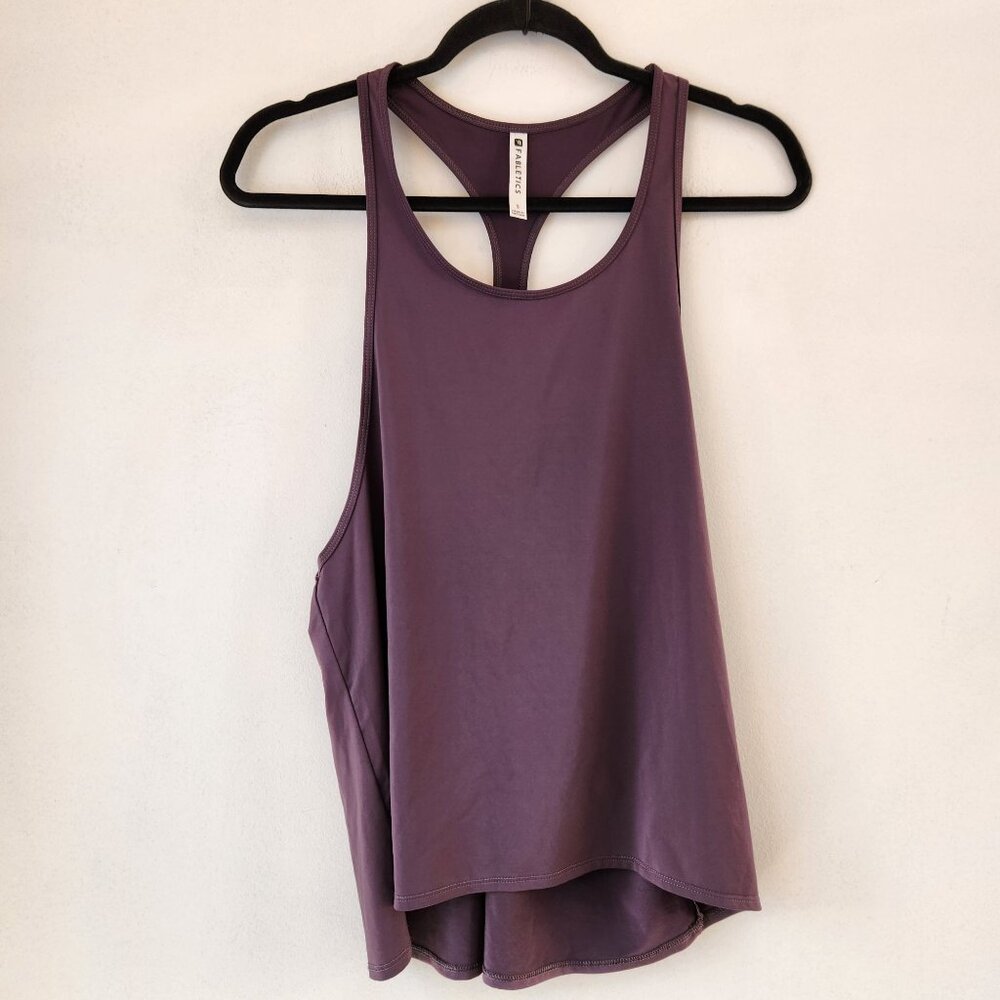 Fabletics Tank Top Grey Purple Racerback Tee Exercise Activewear Women's S
